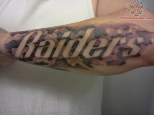 Raiders Tattoo On Left Forearm
